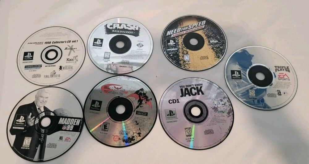 PS1 PlayStation 1 7 Game Disc Lot Crash Bandicoot Batman Beyond SquareSoft AS IS